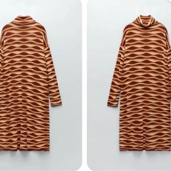 EUC ZARA PRINTED KNIT TUNIC DRESS SPECIAL EDITION BRICK - Picture 7 of 10